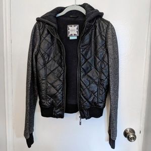 Black Zumiez Faux Leather Jacket with Hood